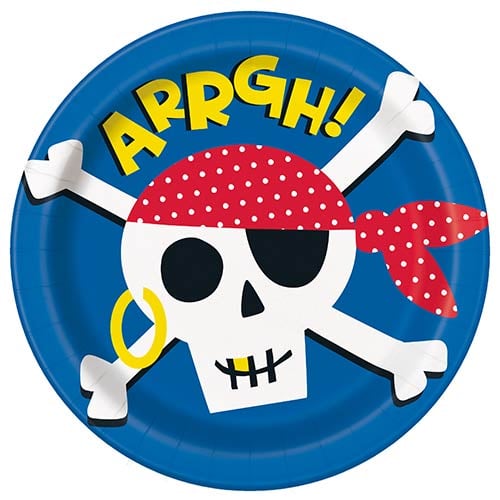 Ahoy Pirate Round Paper Plates 22cm - Pack of 8 Product Image